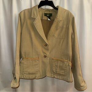 Orvis Women's Beige Blazer Leather trim and elbows Fly Fishing